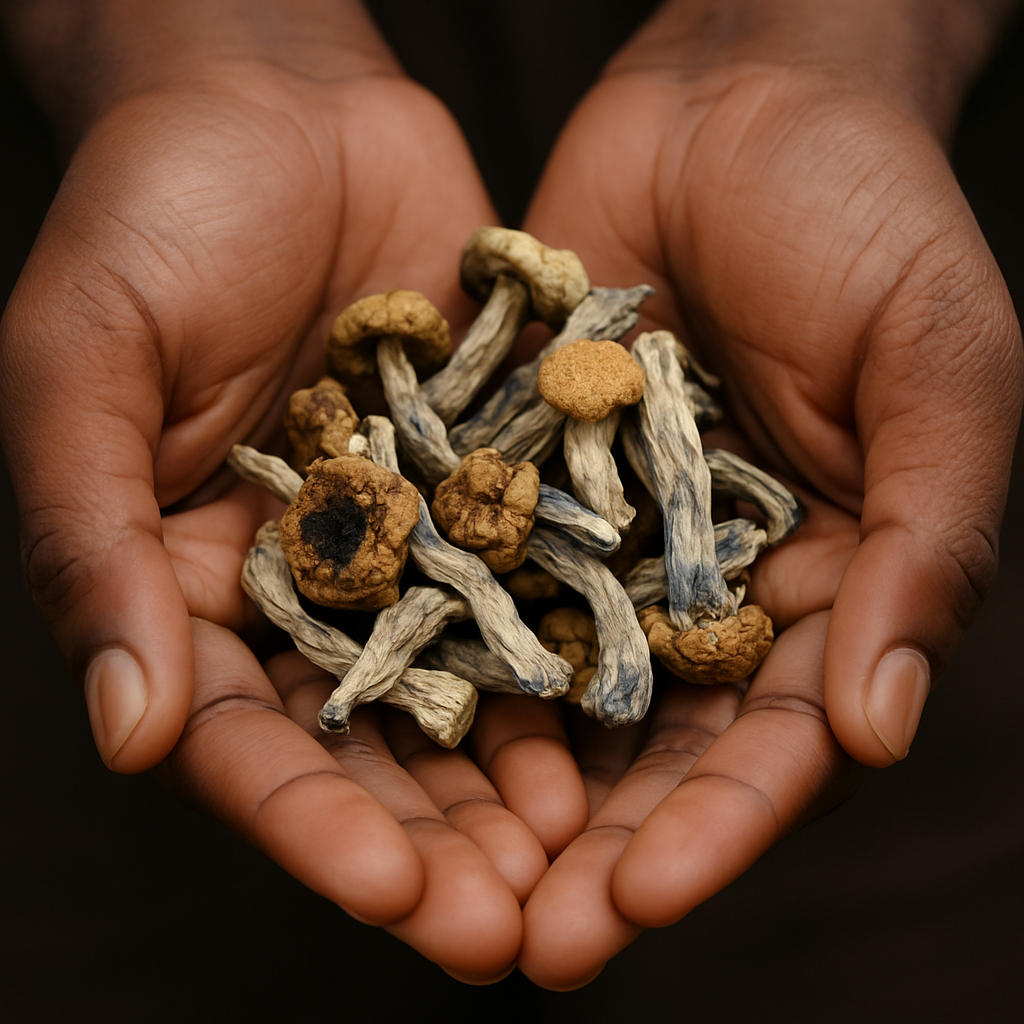 Hands and mushrooms